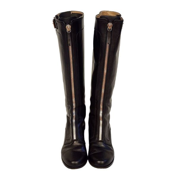 Proenza Schouler Zippered Tall Black Leather Boots - Picture 2 of 10